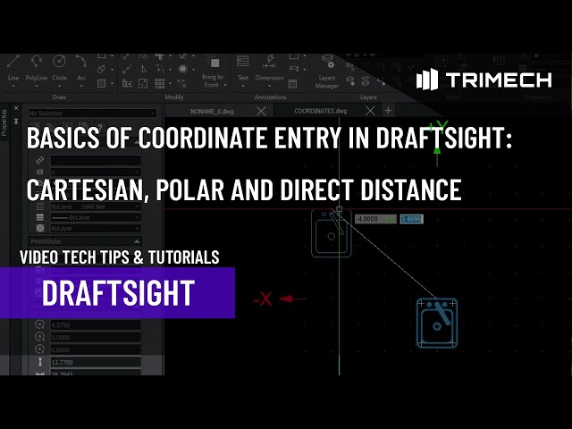 Basics of Coordinate Entry in Draftsight: Adding Cortesian, Polar and Direct Distance Coordinates