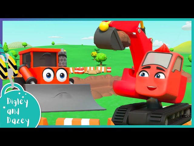 Sandpit Construction Mission! | Digley and Dazey | Kids Construction Truck Cartoons