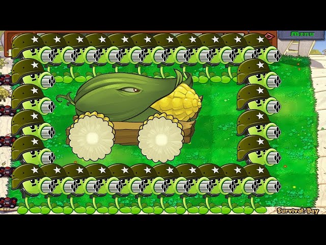 99 Gatling Pea Cob Cannon vs Zomboss - Plants vs Zombies Minigame