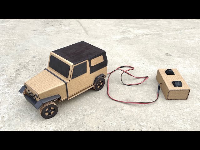How to make RC jeep car with cardboard,cardboard wheels and non switch remote control.