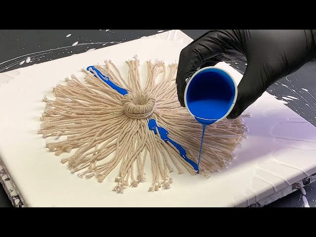 Fluid Art!! 377 STRINGS at Once!! Acrylic Pouring MOP Technique!! Wigglz Art You GOTTA Check This!!