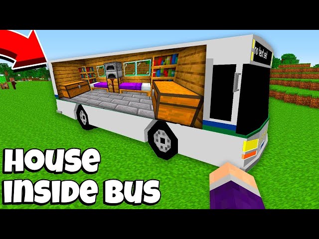 How to BUILD SECRET HOUSE inside a BUS TRUCK in Minecraft ! BUS PASSAGE ! Amazing HOUSE IN BUS