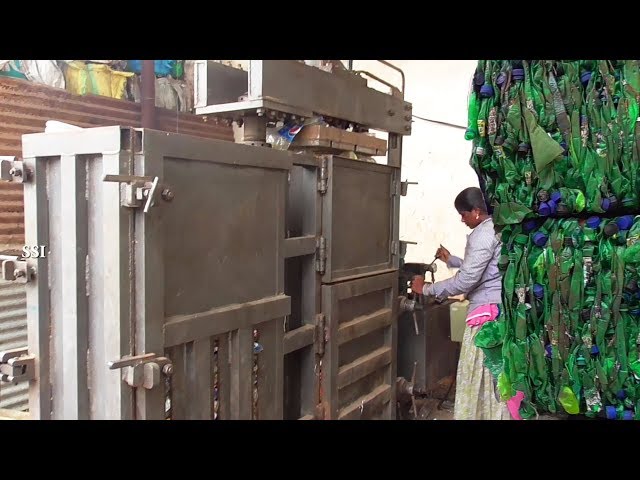 Plastic Pet Bottles crushing Machine - Small Scale business ideas bottle Pressing recycling process