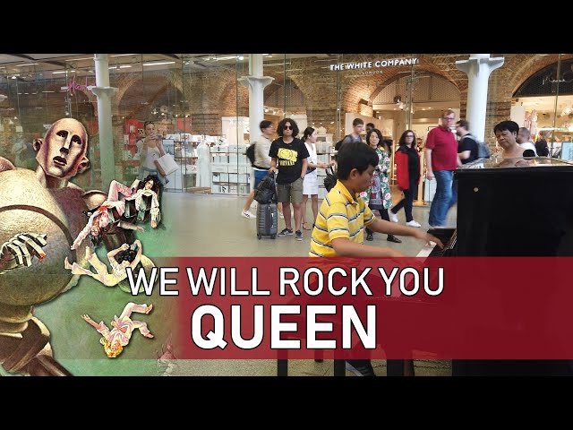 Queen We Will Rock You Piano Cover at London St Pancras Piano Cole Lam