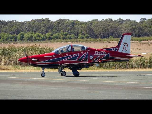 1x RAAF PC-21 Roulette Low Fly By -  Landing and Takeoff at Bendigo Airport