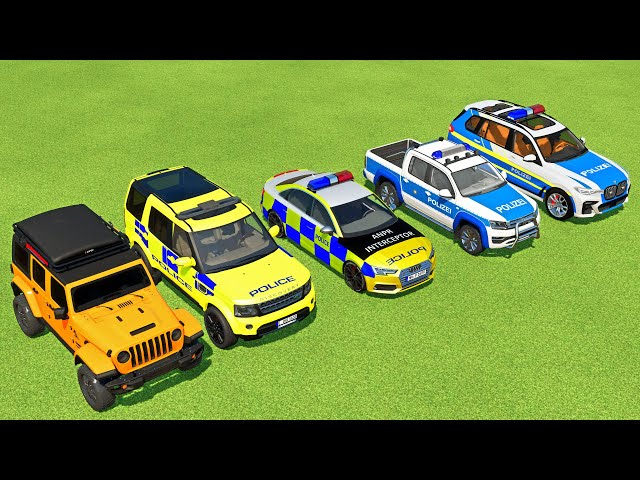 BMW POLICE CARS & LANDROVER RESCUE, AUDI POLICE, EMERGENCY TRANSPORT ! FS22 - Farming Simulator 22