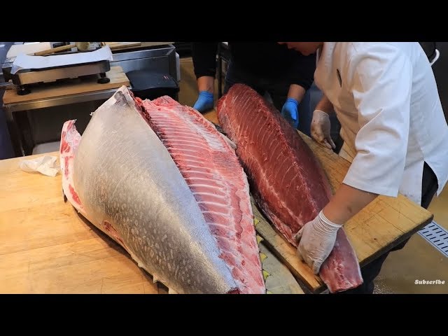 200kg Giant Tuna Cutting Show - Bluefin Tuna Sashimi at Noryangjin Fish Market / Korean Seafood
