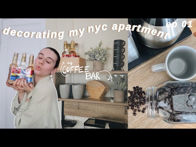 decorating my nyc apartment 01. decorate my coffee bar with me (studio apartment inspiration)