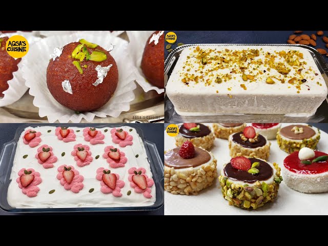 Easy Desserts 5 Recipes For Eid Special by Aqsa's Cuisine, Gulab Jamun, Malai Cake Dessert, Zarda