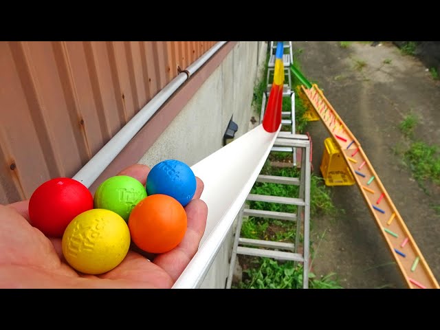 Marble run lace ☆ rain gutter & handmade wooden colorful course