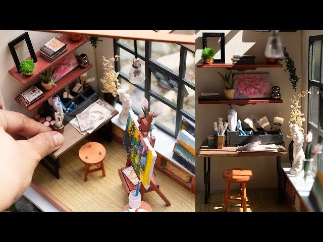 DIY Miniature Dollhouse Art Studio - Rolife Ada's Studio (Customized Kit) Satisfying Relaxing Video