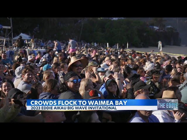Thousands line the shores to watch all the Eddie Big Wave action
