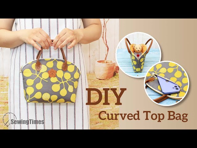 DIY Curved Top Bag - Pattern & Tutorial | How to make Purse Bag with Zipper Pocket [sewingtimes]