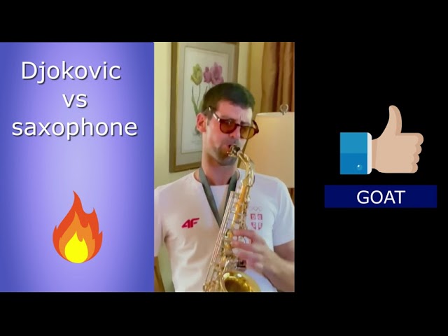 Djokovic playing the saxophone at the US Open