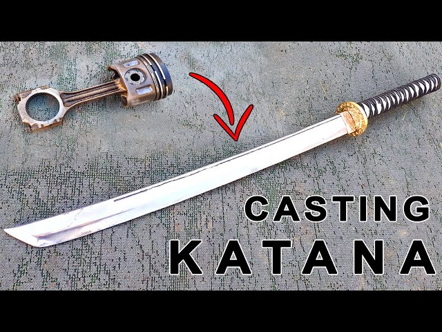 Casting a katana from the piston .Aluminium casting