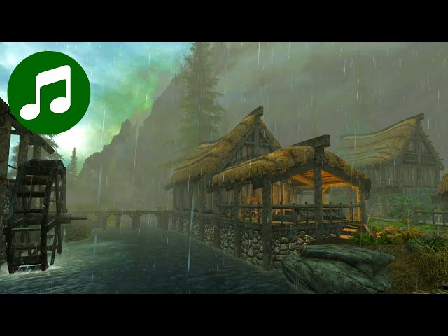 Relaxing SKYRIM Ambient Music 🎵 Rainy Riverwood (Elder Scrolls OST | Soundtrack)