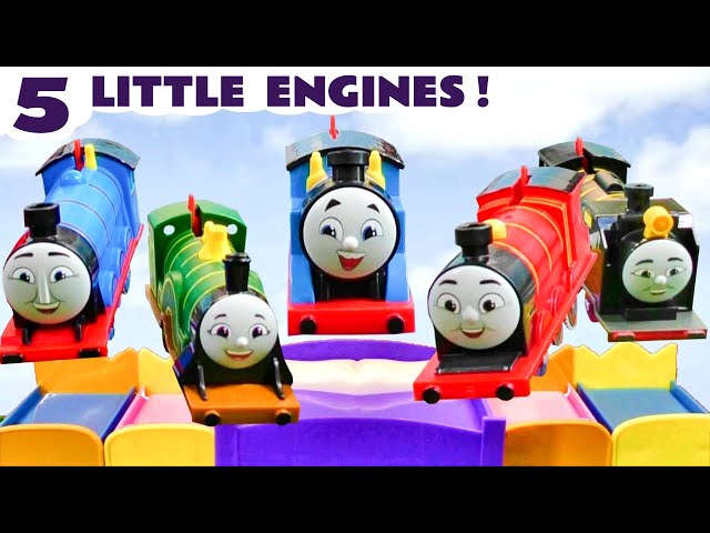 5 Little Engines Jumping on The Bed Toy Train Story