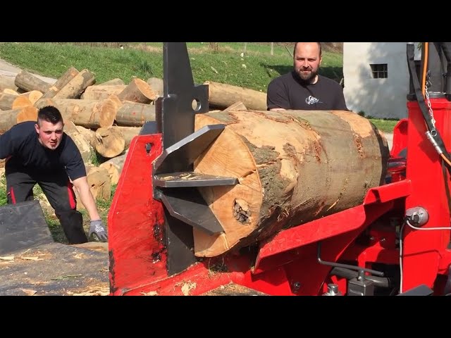 Biggest Ever Wood Cutting Log Splitter Equipment Working, Fastest Firewood Processing Machines