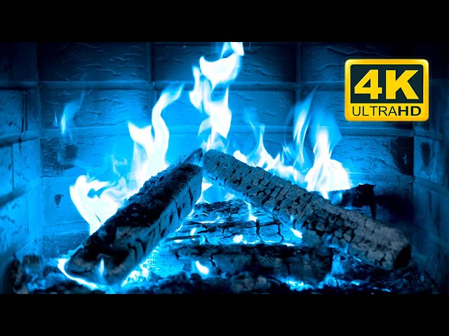 🔥 Beautiful Blue Fireplace Flames 4K UHD! Magic Fireplace Burning with blue flames 4K 60FPS