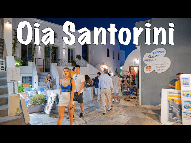 Oia Santorini Greece, THE highest quality nightlife video ever made! walking tour 4k, 2023