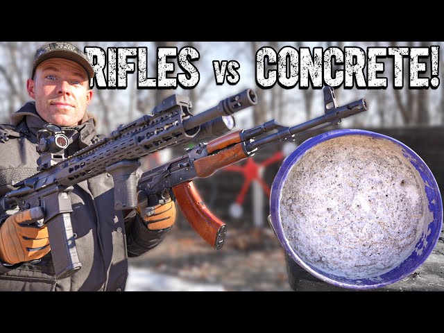 AR-15 vs AK-47 vs 100lbs of CONCRETE!!! (Penetration Test)