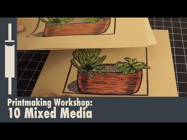 Linocut Printmaking Tutorial 10: Adding Mixed Media