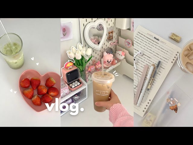 Pinterest IT girl 🍓🎀 desk makeover, 6am mornings, k-beauty haul, coquette cake, studying