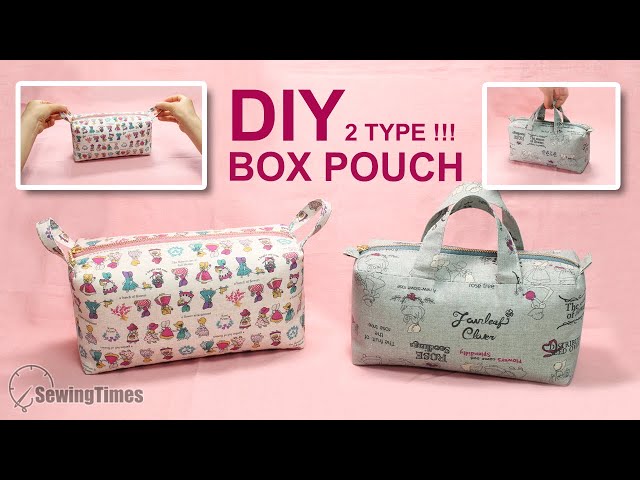 DIY EASY BOX POUCH - 2 TYPES | Makeup Bag Travel Toiletry bag Tutorial [sewingtimes]