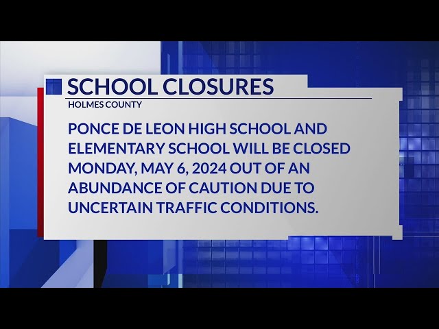 Ponce de Leon Schools announce closures Monday due to uncertain traffic conditions
