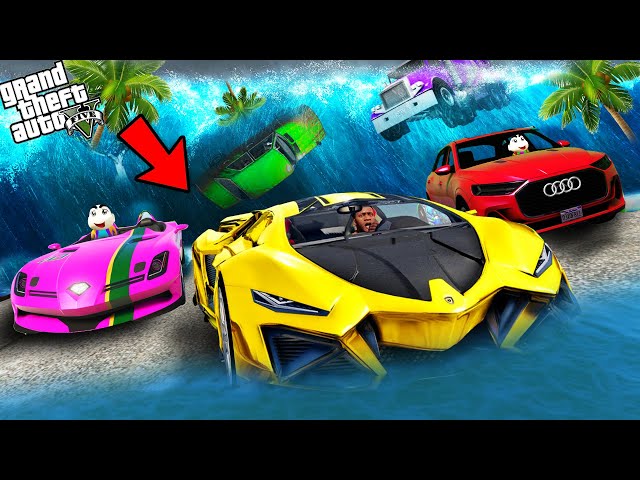 GTA 5 : Franklin Collecting Luxury Super cars In Tsunami In GTA 5 ! (GTA 5 Mods)