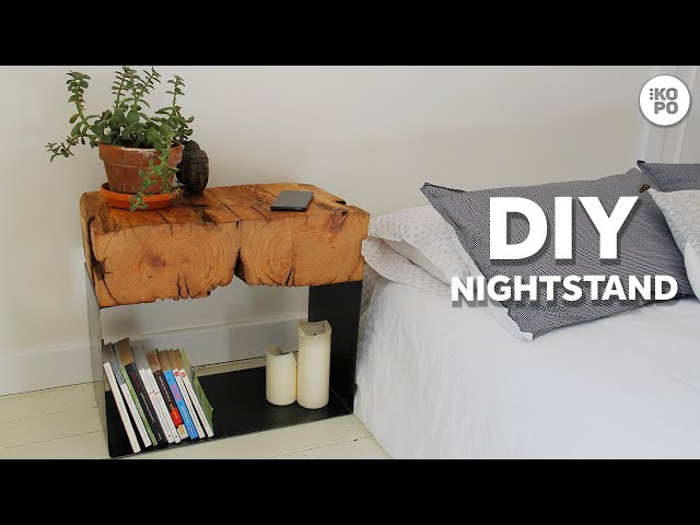 DIY Nightstand Build | With Metal Legs And Wood Log
