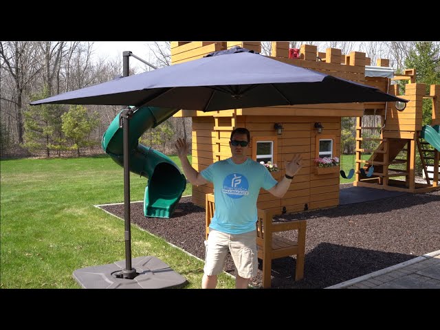 ✅ 8ft Square Cantilever Umbrella - Bluu Sycamore -  Patio Deck Pool Backyard - Unboxing and Features