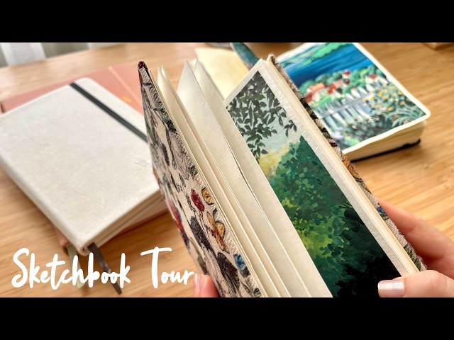Sketchbook Tour 2023: Gouache Landscape and Studio Ghibli Scene Paintings 👩🏻‍🎨