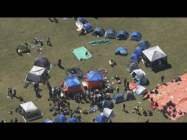 Dozens of tents set up for Pro-Palestinian protest at University of Toronto, despite fences