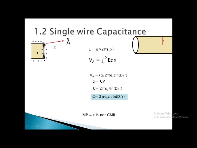 Capacitance of transmission lines with solved problem
