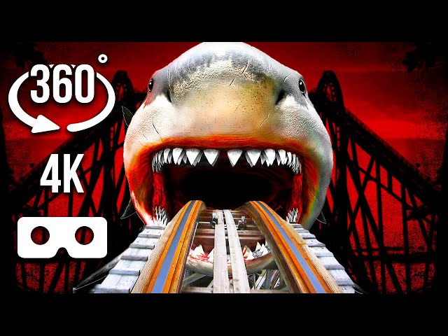 360 VR Video Megalodon Roller Coaster & SIREN HEAD | 4K | Escape Shark