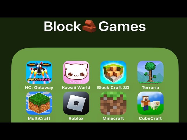 iPadOS Block Games: Cube Craft,Minecraft,Roblox,Multicraft,Terraria,Block Craft 3D,Kawaii World