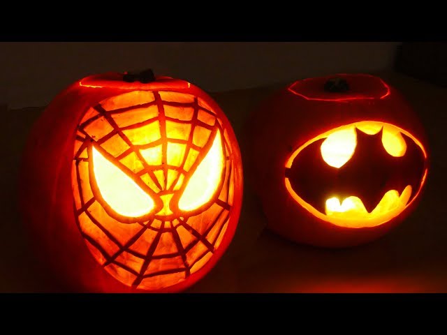 Halloween Pumpkin Superheros - Spiderman & Batman
