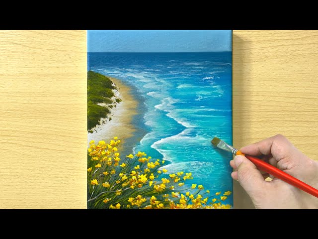 Spring Seascape Painting / Acrylic Painting for Beginners / STEP By STEP #230