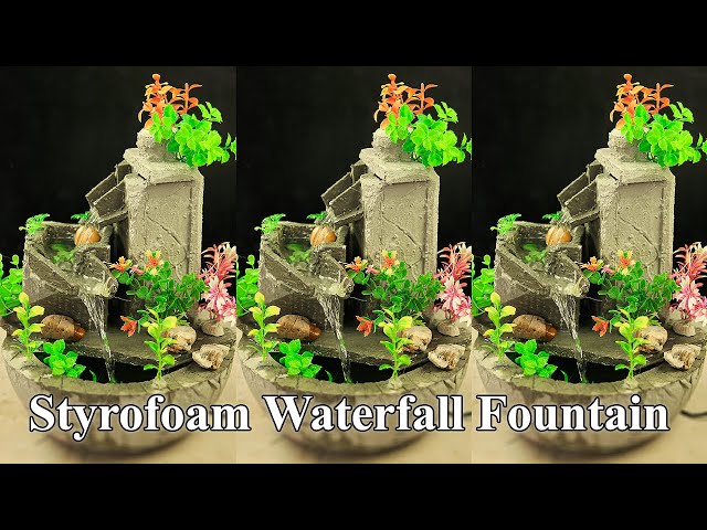 Creative Ideas from Styrofoam and Cement - DIY Beautiful Waterfall Fountain