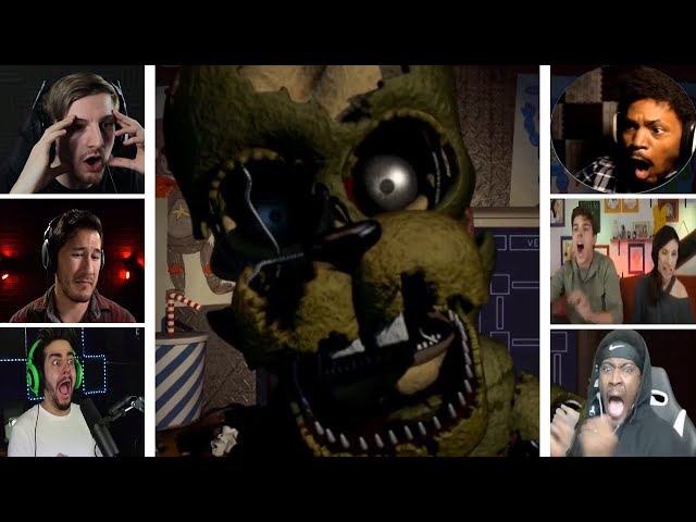 Let's Players Reaction To The Salvage Springtrap Jumpscares | FNAF6