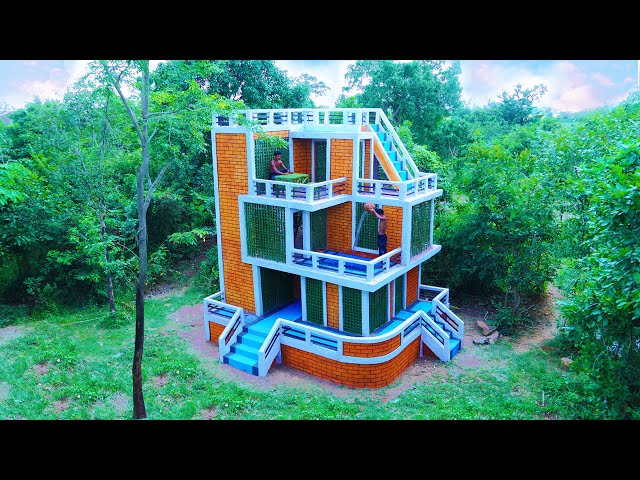We Building Creative 3-Story Camping Villa House With Stim Pool