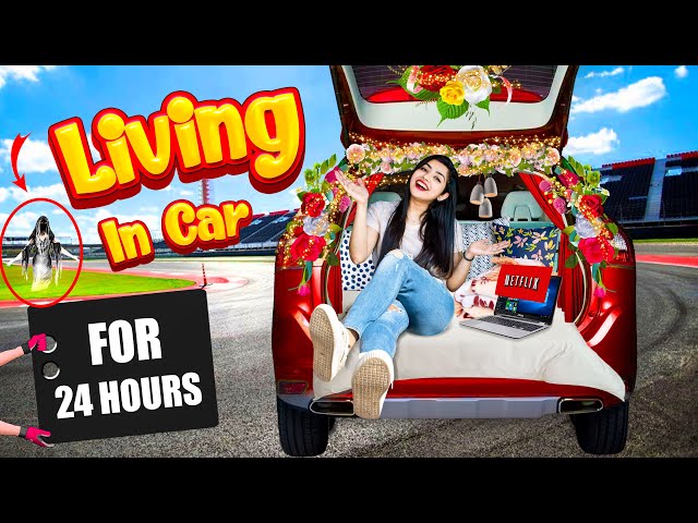 LIVING in my CAR for 24 Hours *Gone Haunted*😨😩