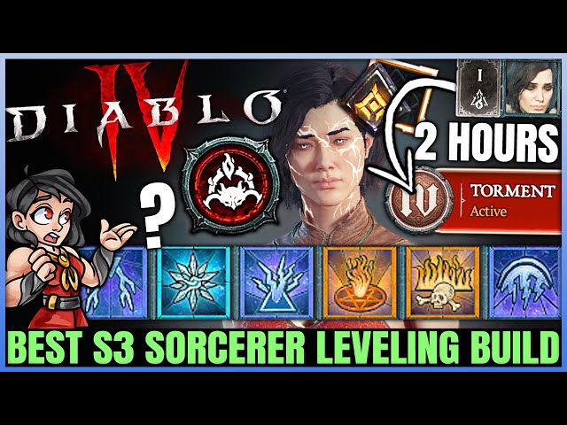 Diablo 4 - New Best Sorcerer Leveling Build - Season 3 FAST 1 to 70 - Skills Paragon Gear Guide!