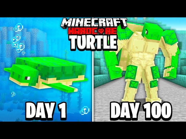 I Survived 100 Days as a TURTLE in Hardcore Minecraft!