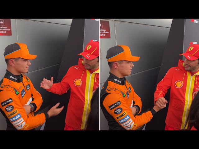 Carlos Sainz congratulates Lando Norris on Sprint Pole Position | #ChineseGP Behind the scenes