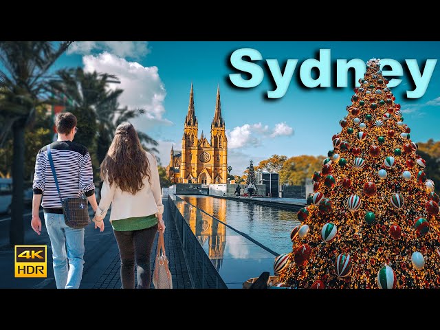 Sydney Australia Walking Tour at Christmas - St Mary's Cathedral | 4K HDR