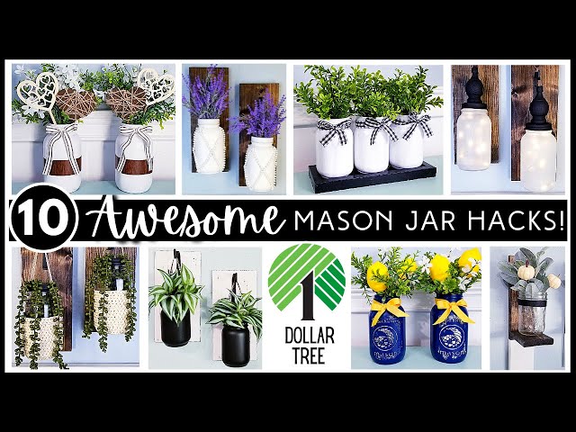 TOP 10 Creative Ideas & Hacks Using MASON JARS | DOLLAR TREE DIY | Home Decor DIYs | Must Try!