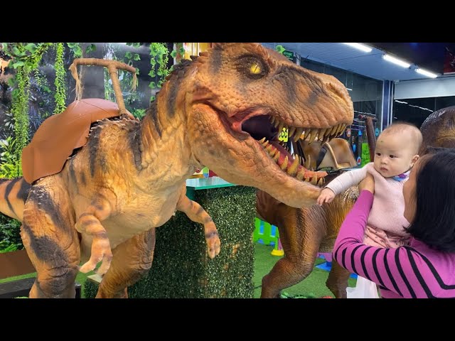 Dinosaur at indoor playground for kids and songs baby & family fun with toys in the house