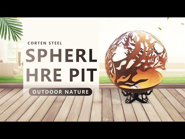 Custom Design Outdoor Heater Corten Steel Fire Sphere #firepit #cortensteel #gardendesign